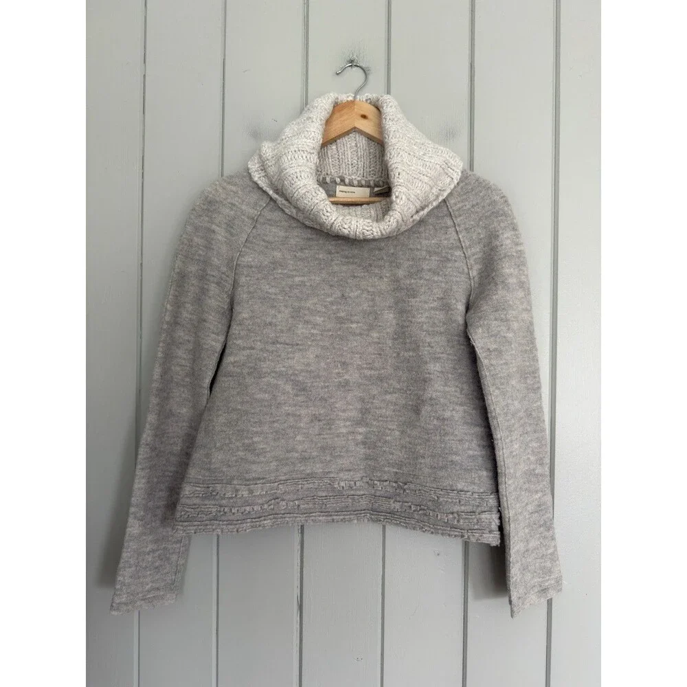 Anthropologie Sleeping on Snow Meribel Gray Cowl Neck Wool Blend Sweater XS